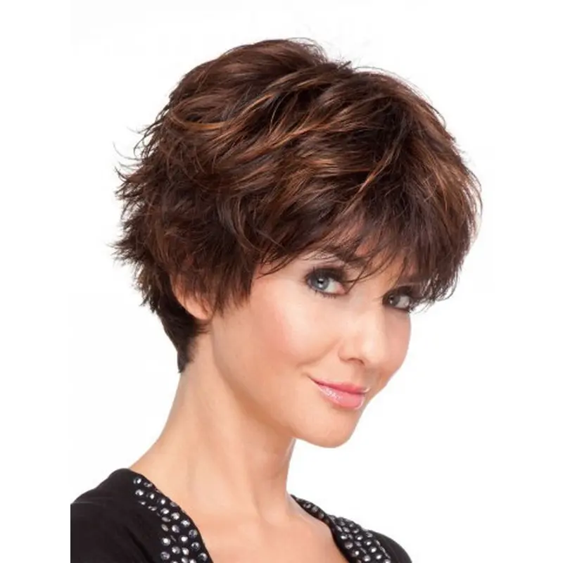 Incredible Auburn Layered Wavy Short Wigs