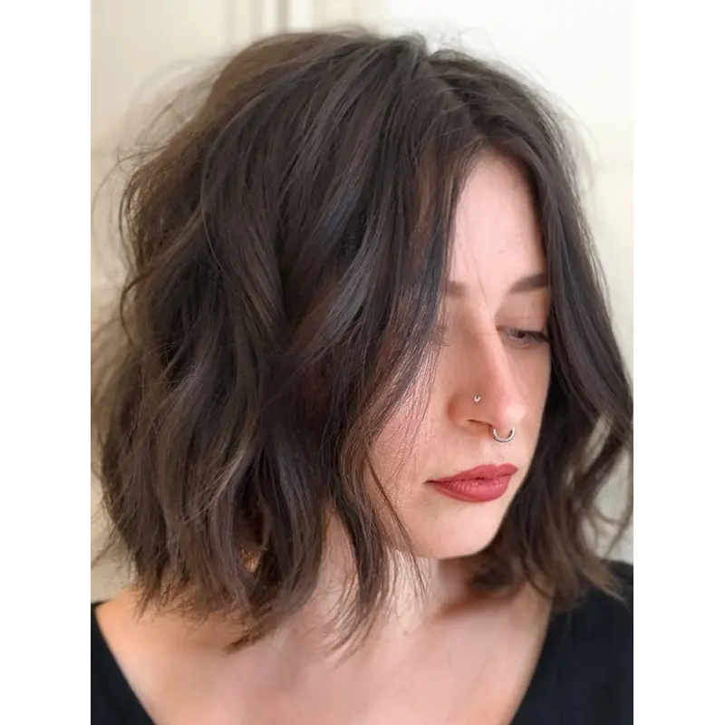 Mono Wig 12" Black Synthetic Without Bangs Shoulder Length Straight Wigs