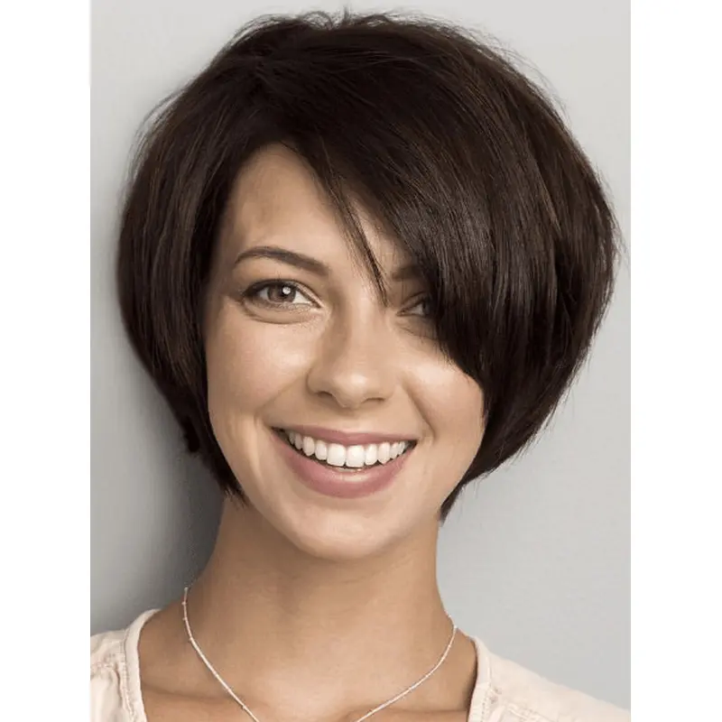 Monofilament Wigs Bobs 8" Short Brown Straight Wigs