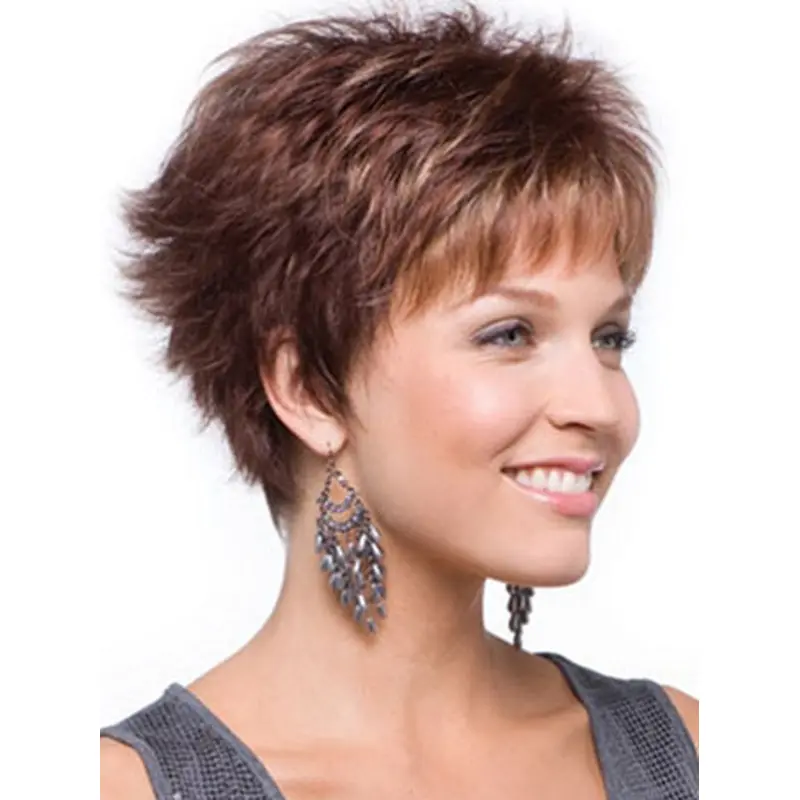 Tempting Auburn Boycuts Wavy Short Wigs