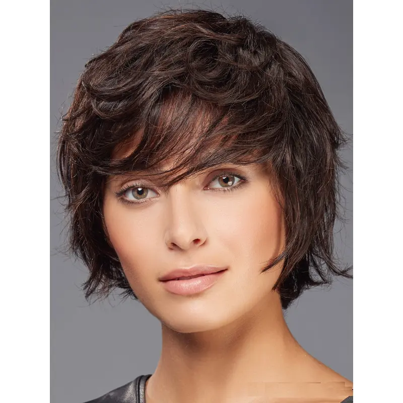 Wigs For Sale Brown Cropped Wavy Boycuts Wigs