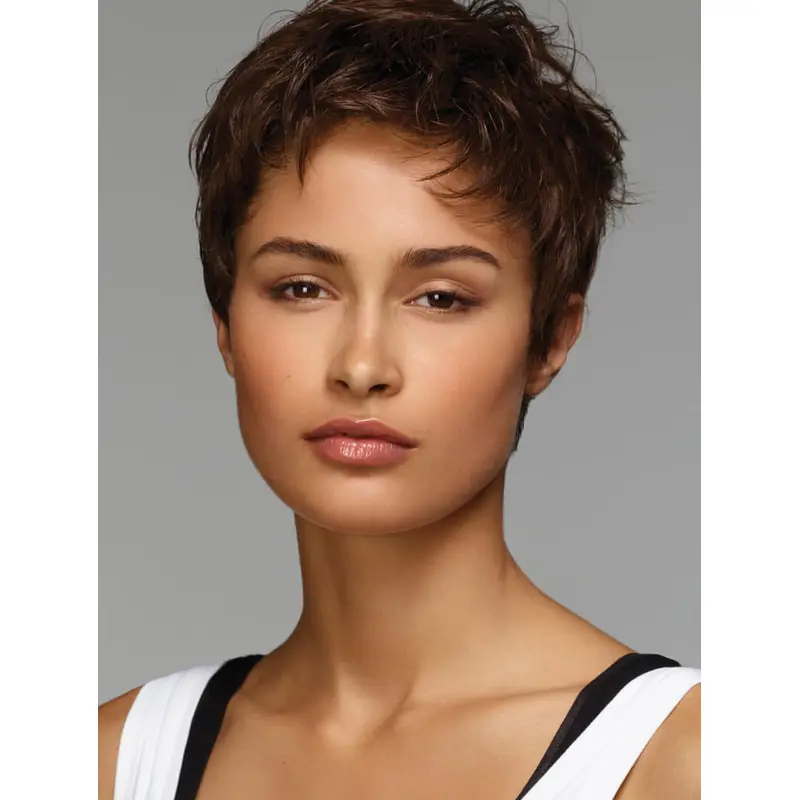 Ladies Wigs Brown Cropped Straight Boycuts Wigs