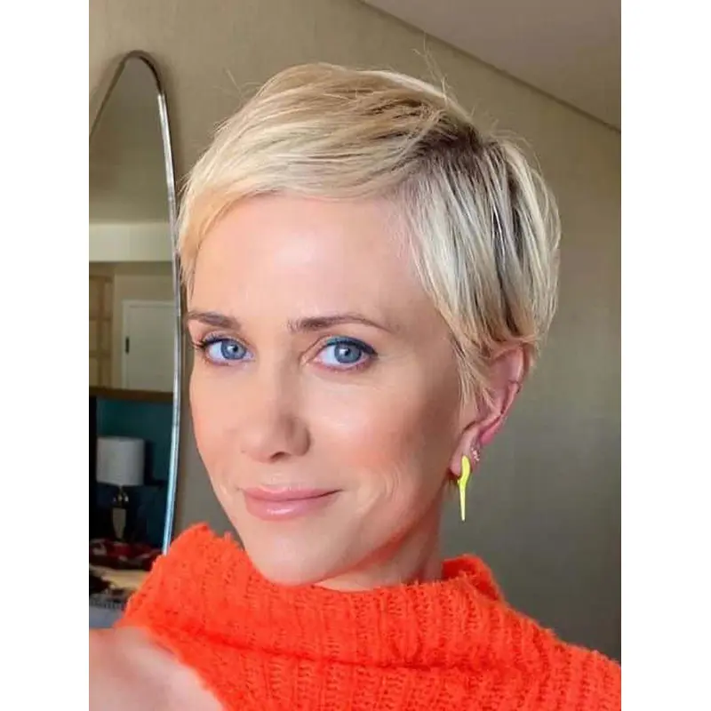 Synthetic Wigs Straight Platinum Blonde Boycuts 4" Cropped Wigs
