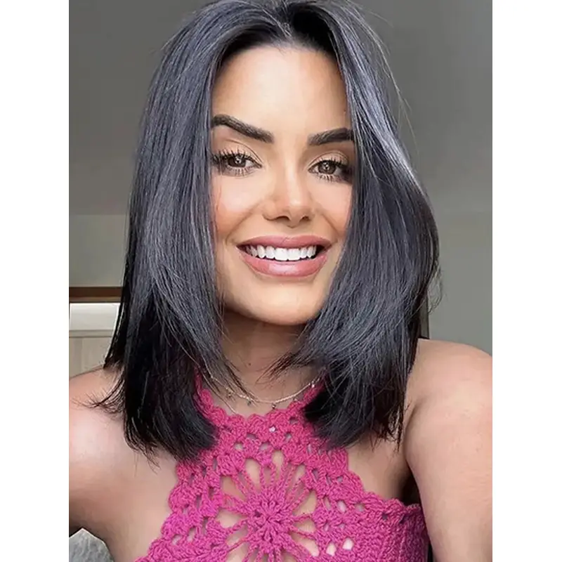 14" Lace Front Synthetic Black Bob Haircuts