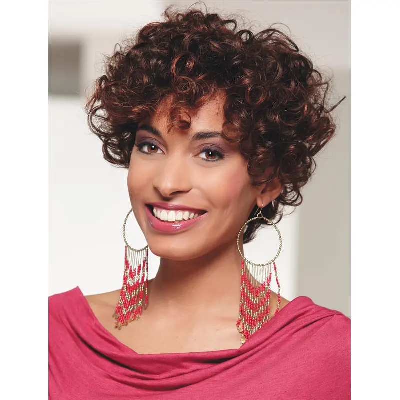 Fabulous Auburn Chin Length Curly With Bangs New Design Wigs