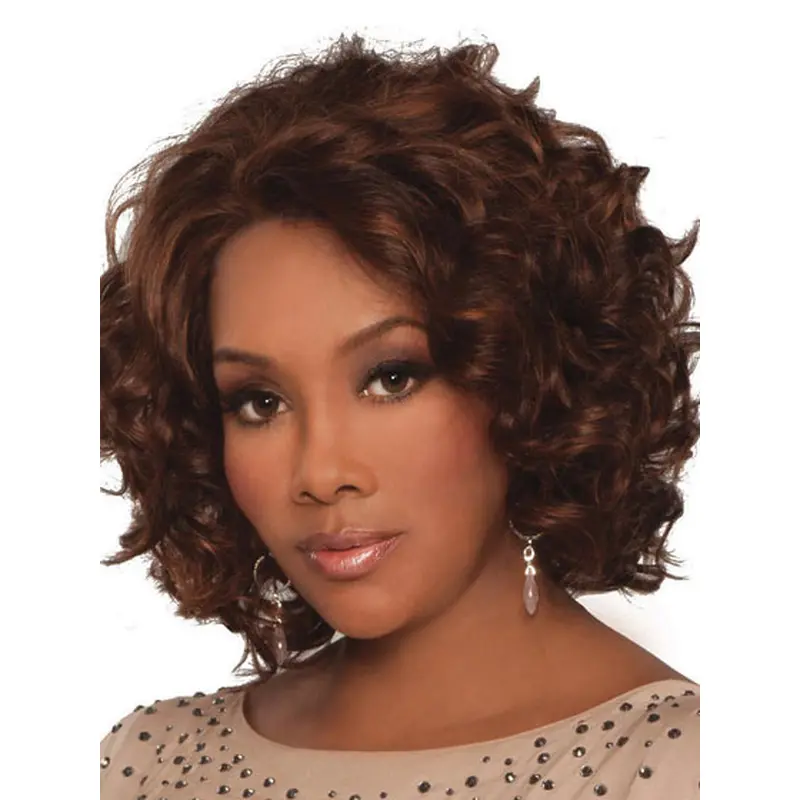 Impressive Auburn Curly Chin Length Wigs