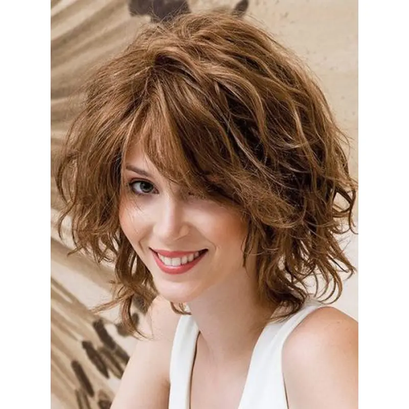 Layered Remy Human Hair Auburn Wavy Hand Knotted Wigs