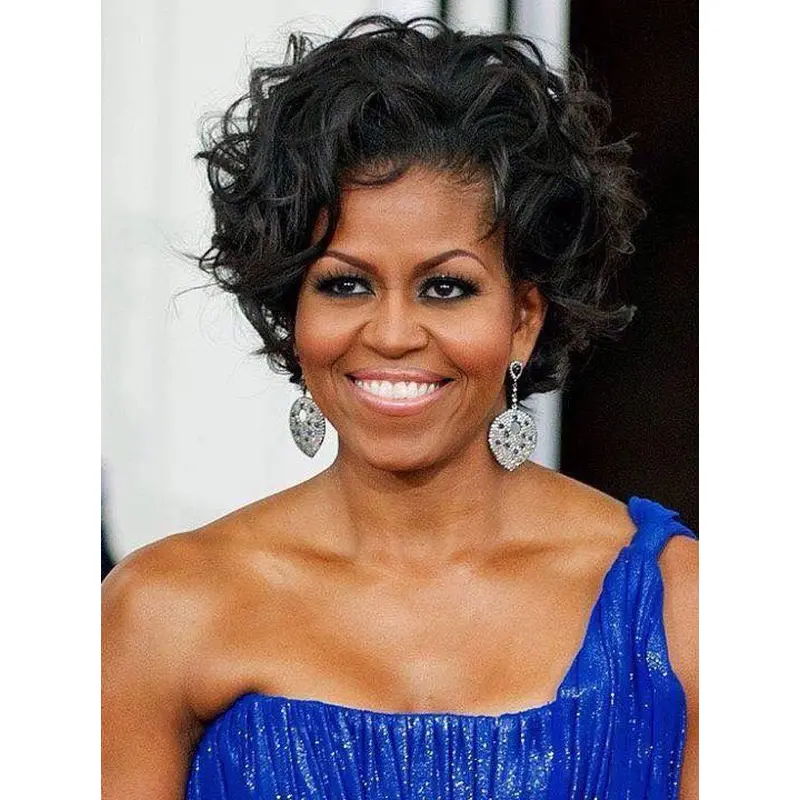 New Arrival First Lady Short Curly Wigs Michelle Obama Wig