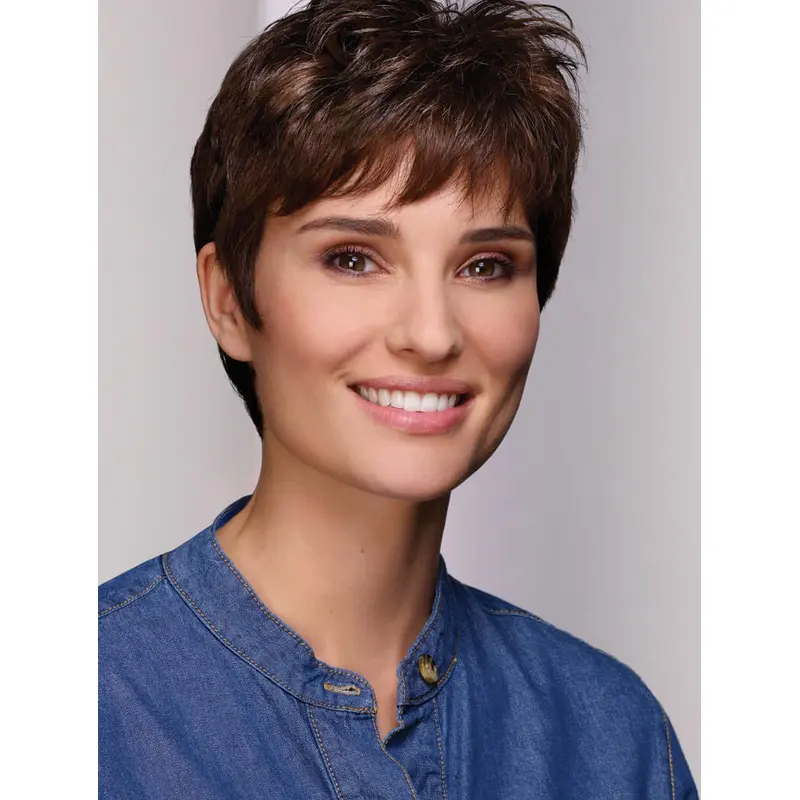 Short Lace Front Wig 6" Boycuts Brown Straight Wigs