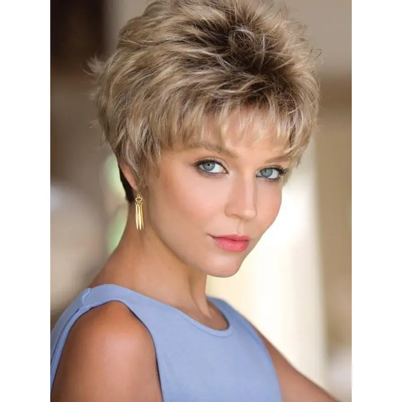 Straight 3" Cropped Ombre/2 Tone Synthetic Total Capless Wigs
