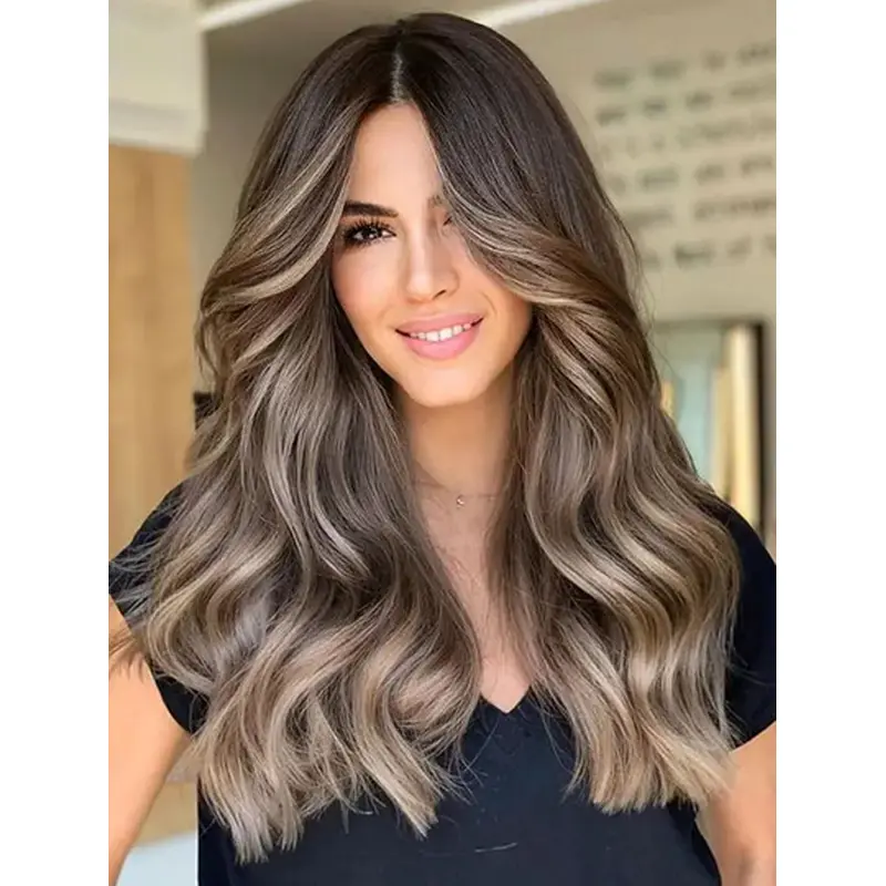 Wavy Ombre/2 Tone Without Bangs 18" Buy Lace Front Wigs