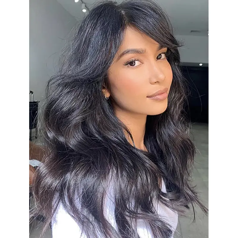 Lace Front Black Layered 16" Fashion Long Wigs