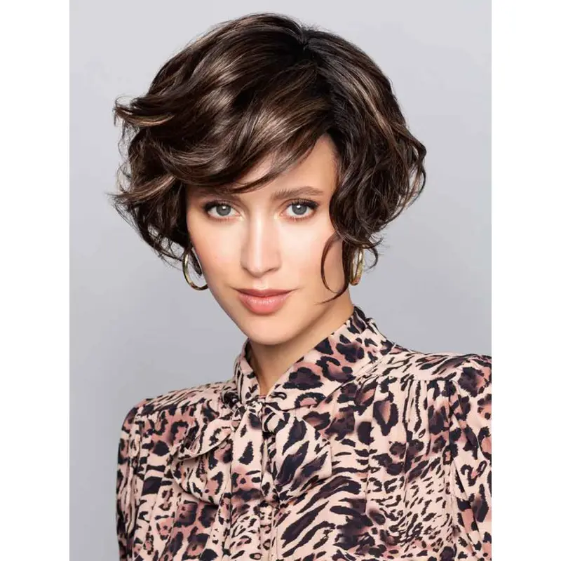 Mono Cap Wigs Layered 8" Brown Curly Monofilament Wigs
