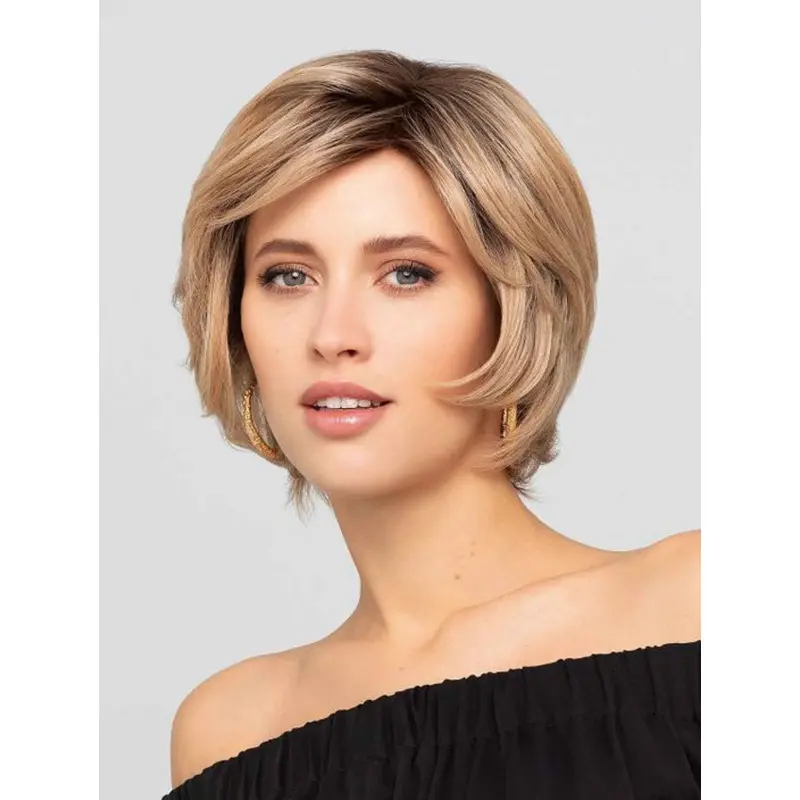 Monofilament Real Hair Wigs Bobs Wavy Chin Length Wigs