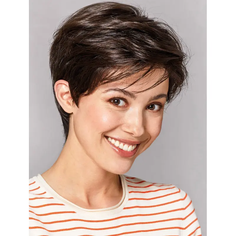 Women Lace Wigs 6" Boycuts Brown Straight Wigs