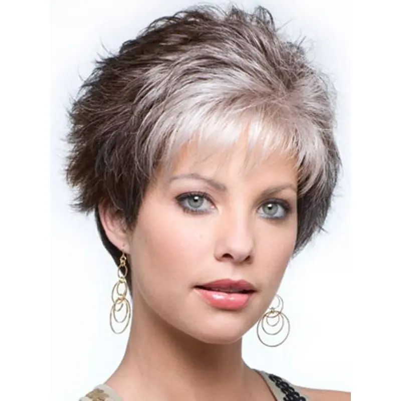 Capless 4" Curly Synthetic Wigs Gray