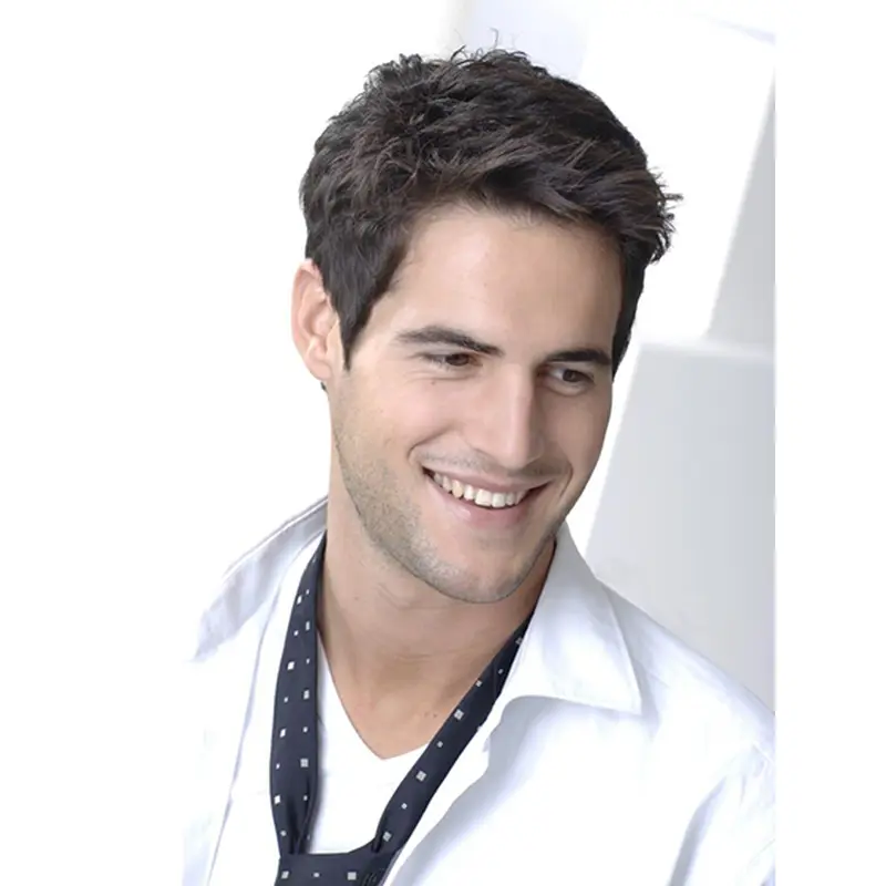 Fashionable Black Straight Cropped Men Wigs