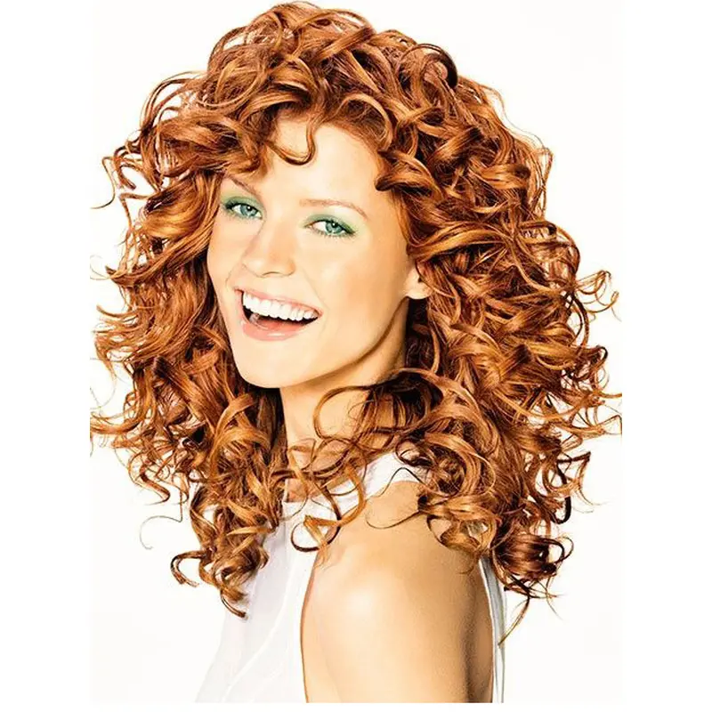 High Quality Shoulder Length Curly Lace Front Copper Wigs 16 Inch