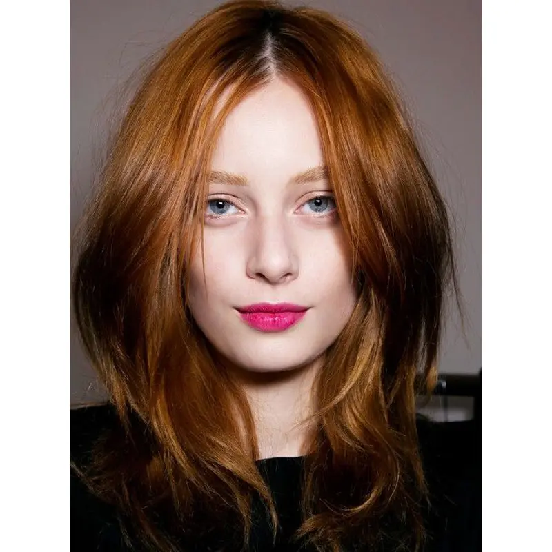 Ideal Shoulder Length Straight Full Lace Copper Wigs 16 Inch