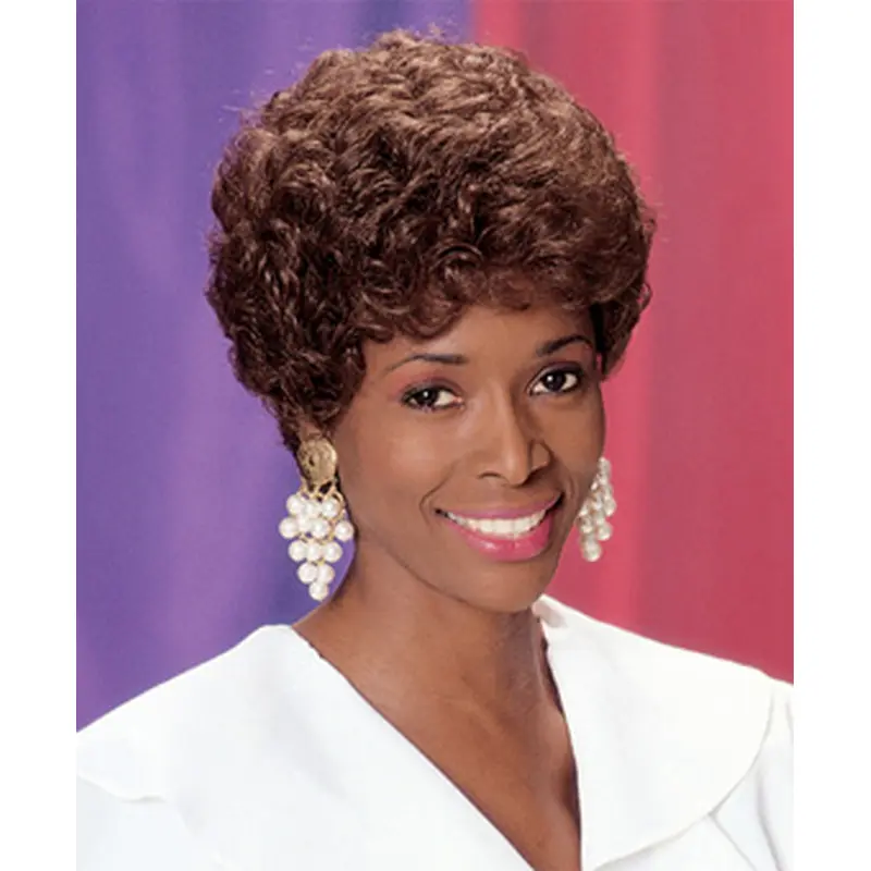 Impressive Auburn Curly Short African American Wigs
