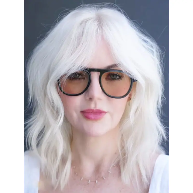 Real Look Wigs Monofilament Platinum Blonde Without Bangs 14" Shoulder Length Wigs
