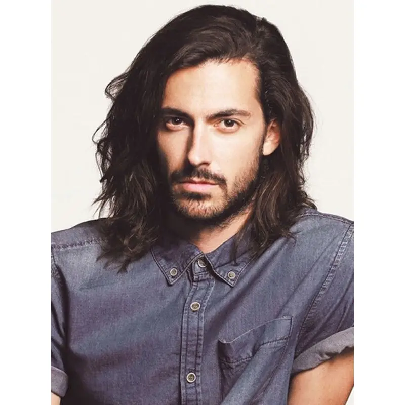 Durable Wavy Lace Front Shoulder Length Men Wigs