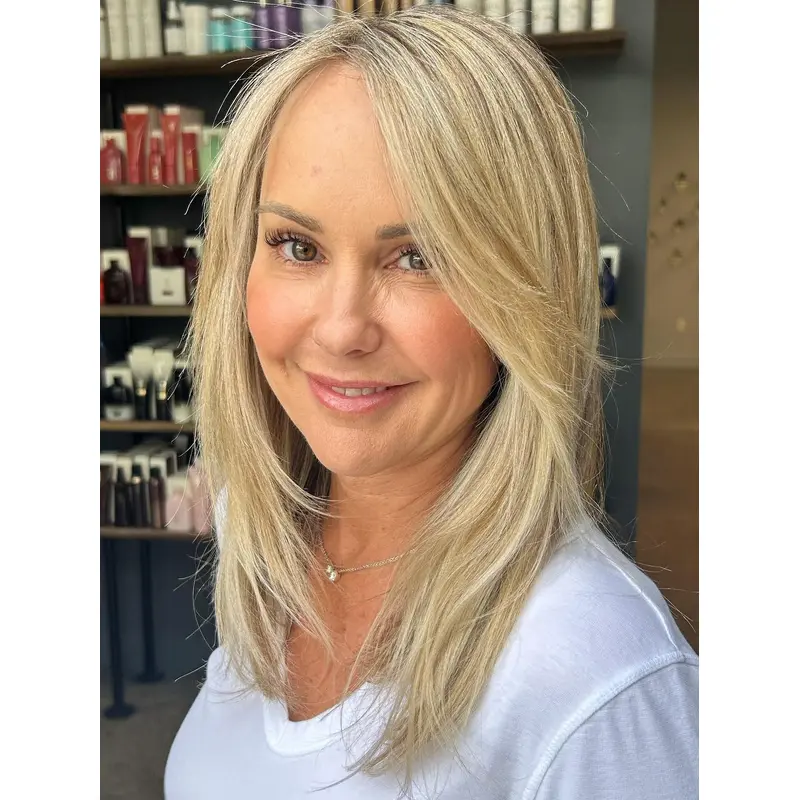 Long Blonde Wig Straight Remy Human Hair Without Bangs Monofilament 16" Wigs