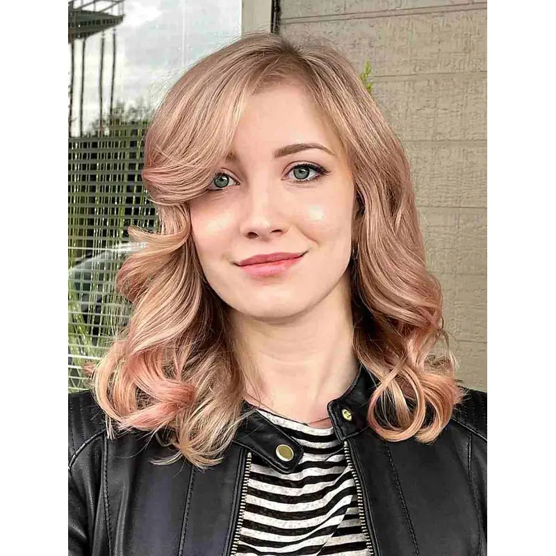 Medium Length Layered Wigs Synthetic Lace Front Wigs Curly Wigs