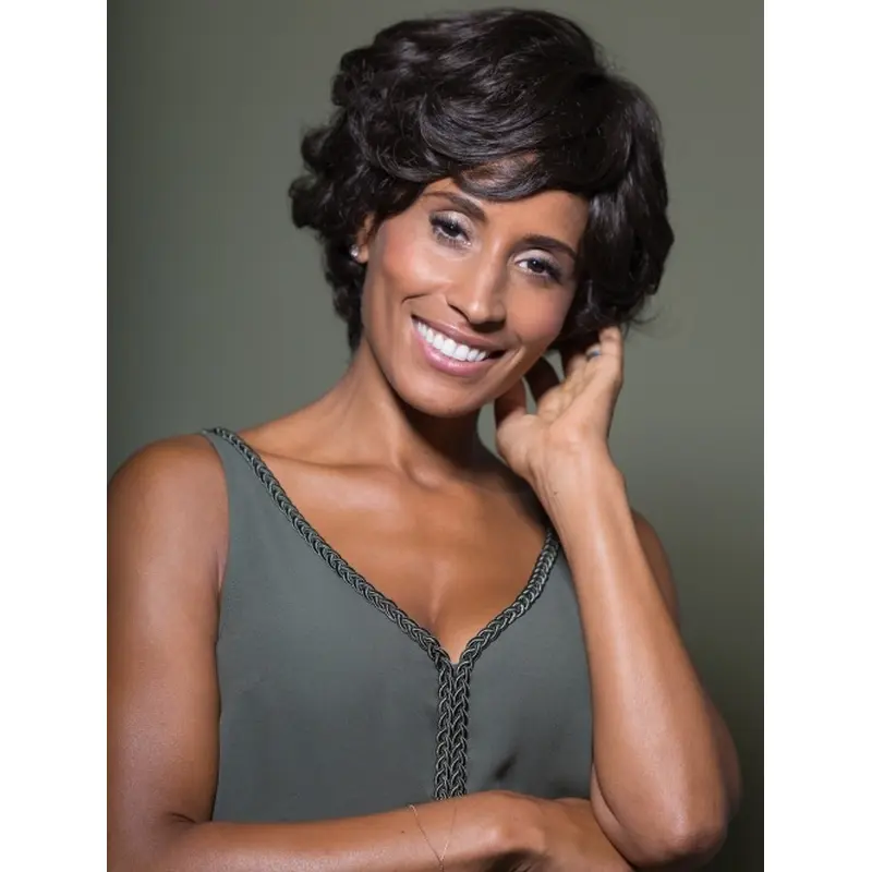 Online Chin Length Wavy Black Classic African American Wigs