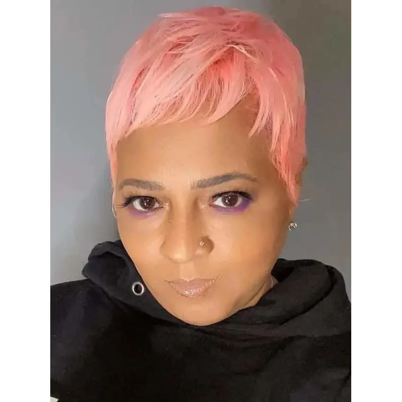 Short African American Human Hair Wigs 4" Boycuts Lace Front Wigs