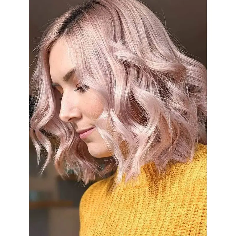 Best Lace Wigs Shoulder Length Bobs Side-Parted Wavy Synthetic Wigs