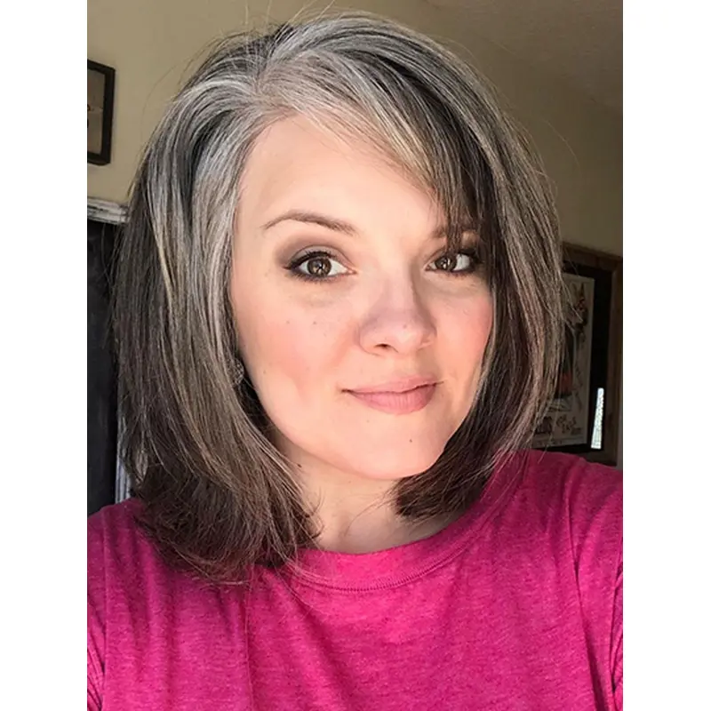 Bobs 10" Straight Chin Length Grey Human Hair For Sale