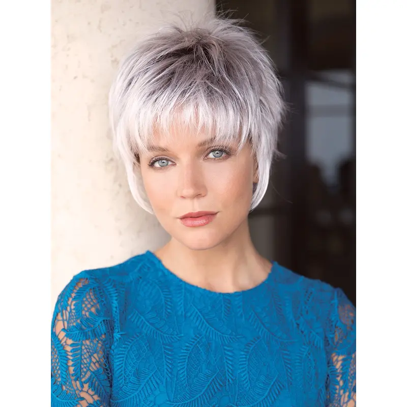 Capless 6" Straight Grey Color Synthetic Wigs