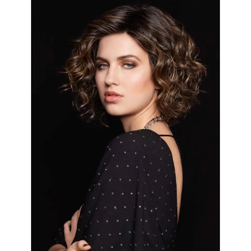 Curly Monofilament Wigs Bobs 10" Brown Wigs