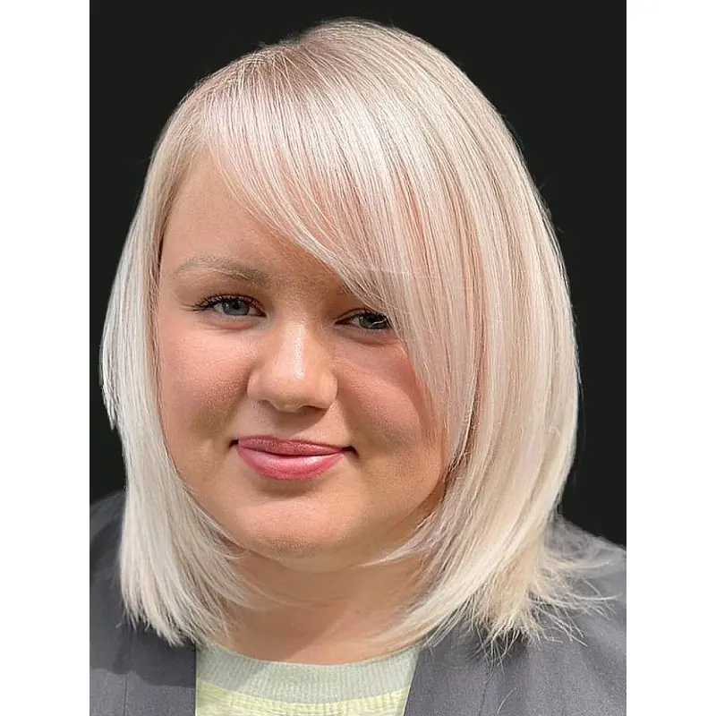 Real Hair Wigs Medium Monofilament Layered Platinum Blonde 12" Straight Wigs