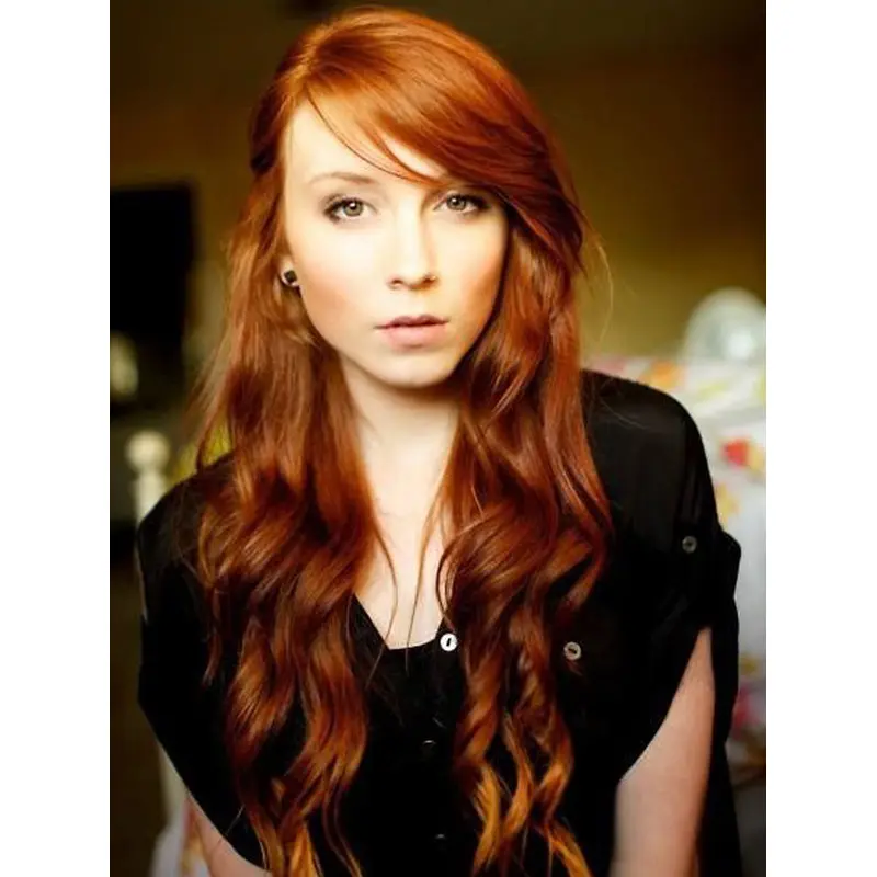 Sleek Long Wavy Full Lace Copper Wigs 24 Inch