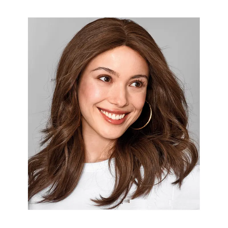 Women Wig Without Bangs Long Remy Human Hair Brown Wigs