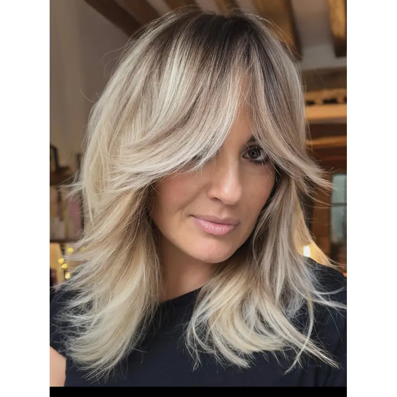 Remy Lace Wigs Ombre/2 Tone Straight Monofilament 14" Shoulder Length With Bangs Wigs