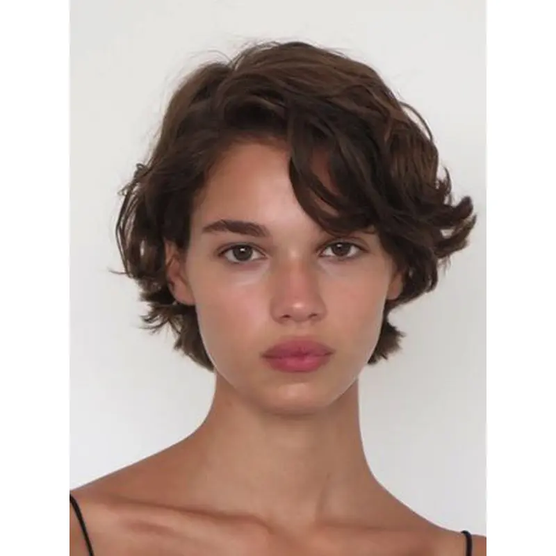 Short Wigs That Look Real Wavy Brown 8" Short Boycuts Lace Front Wigs