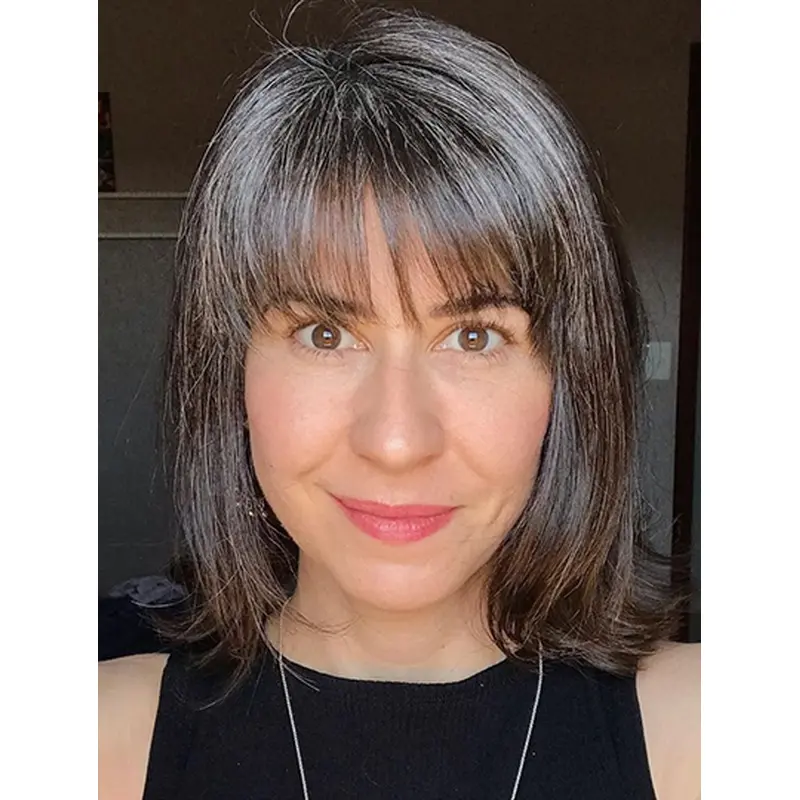 12" Grey Straight With Bangs Monofilament Wigs Online