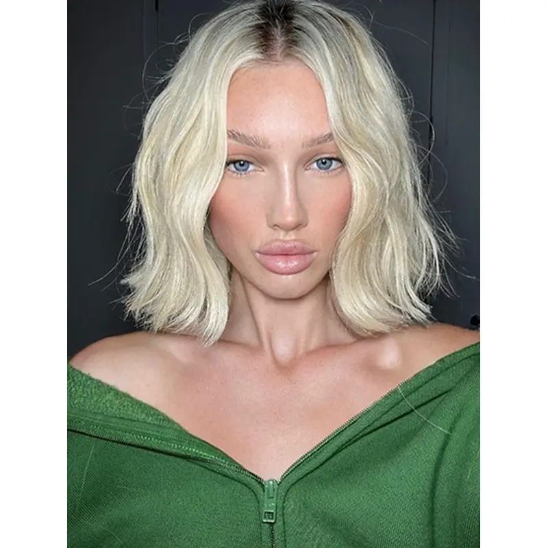 14" Monofilament Synthetic Platinum Blonde Bob Hairstyles For Women