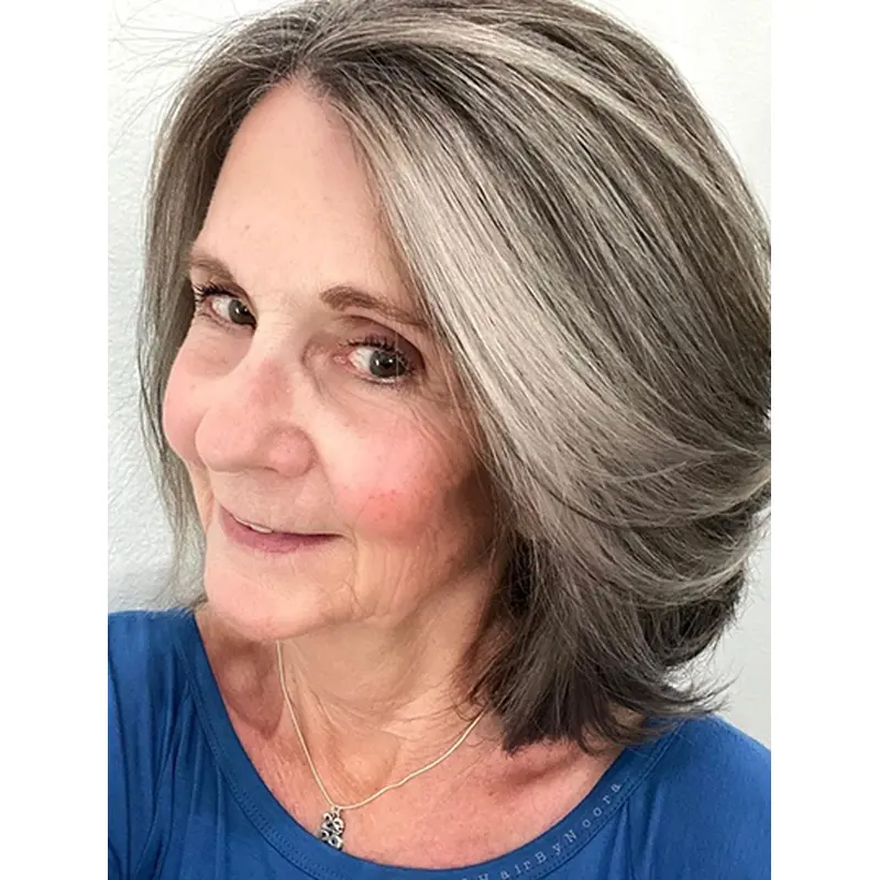 Chin Length Lace Front 10" Grey Bob Hairstyles For Women