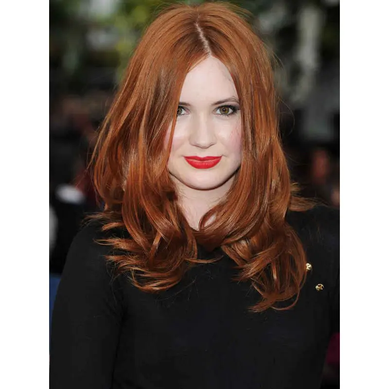 Comfortable Long Wavy Capless Copper Wigs 18 Inch