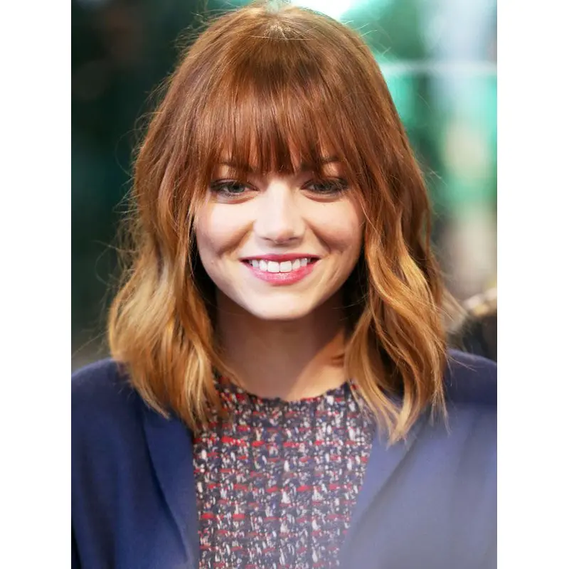 Incredible Shoulder Length Wavy Lace Front Copper Wigs 14 Inch