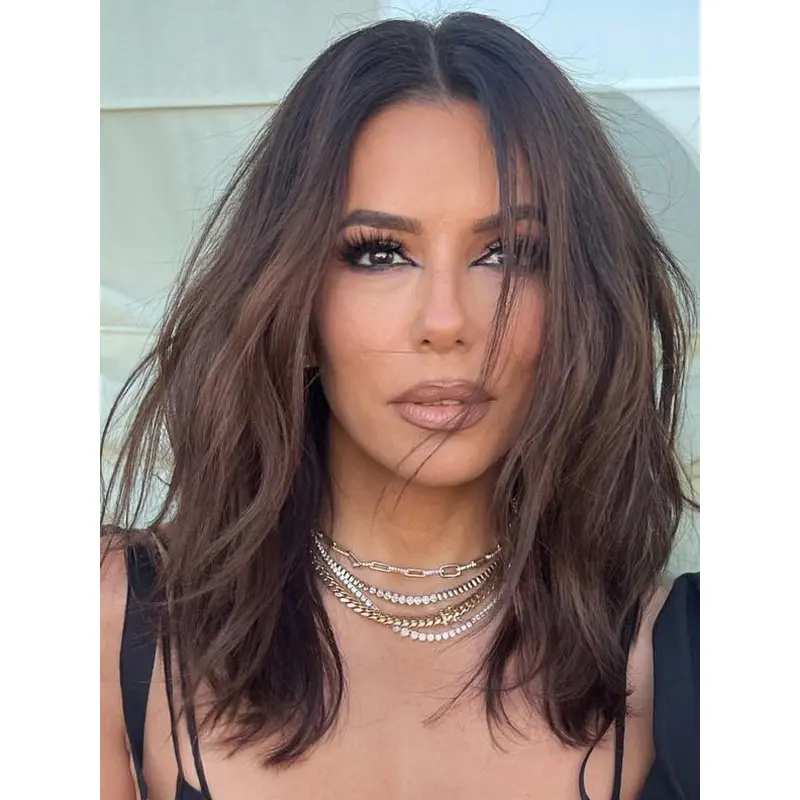 Real Hair Wigs True 14" Monofilament Without Bangs Shoulder Length Straight Wigs