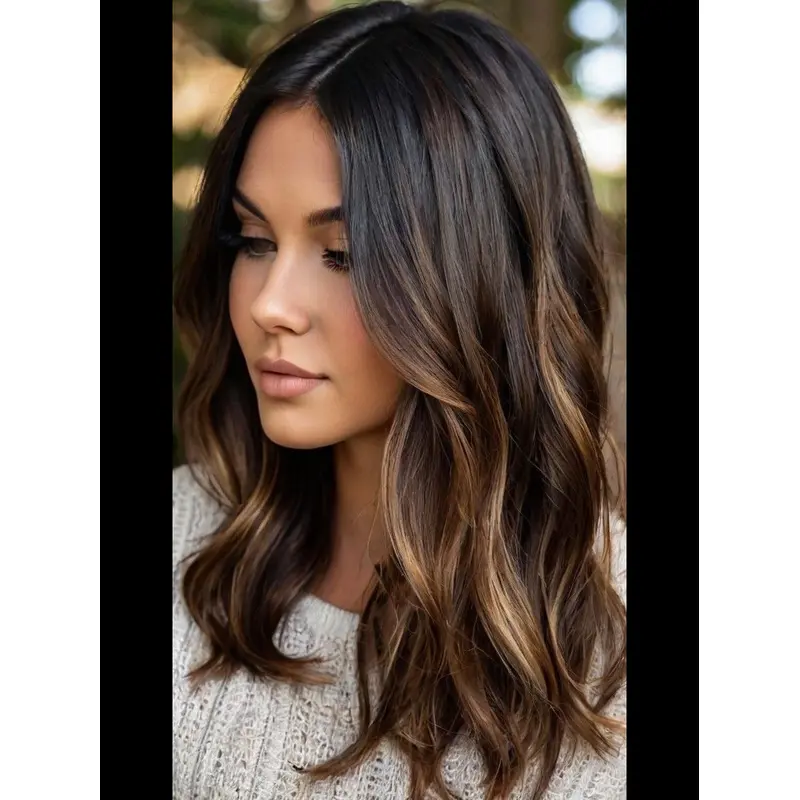 Remy Lace Wigs Ombre/2 Tone Wavy Monofilament 14" Shoulder Length Without Bangs Wigs