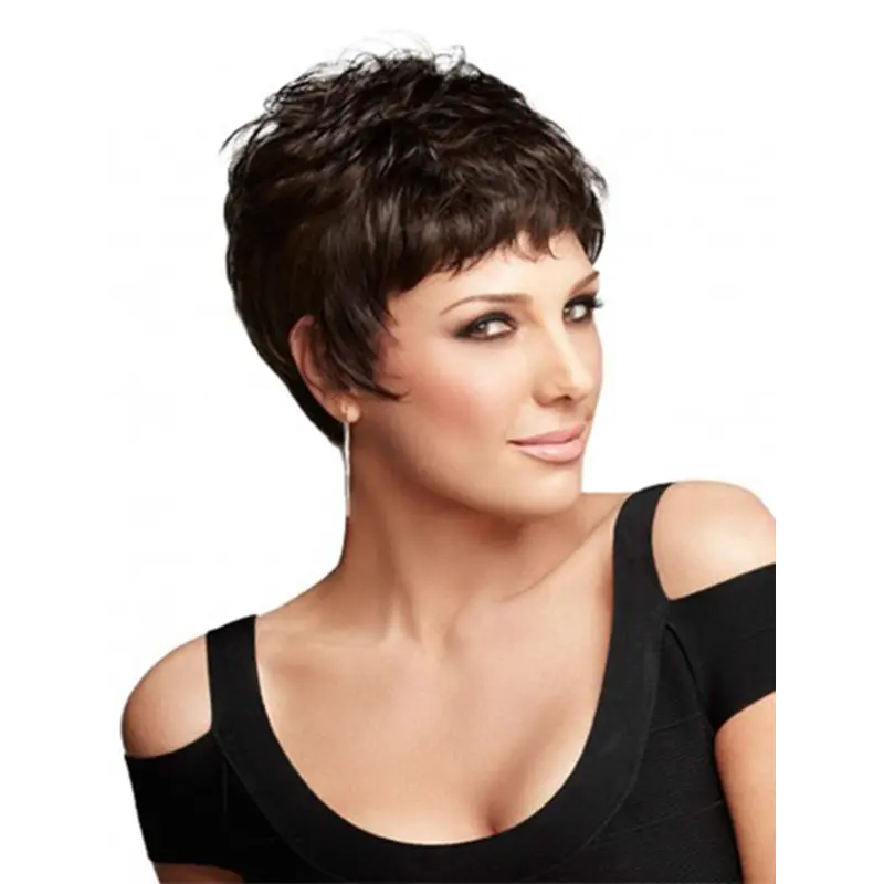 Traditiona Auburn Boycuts Wavy Short Wigs