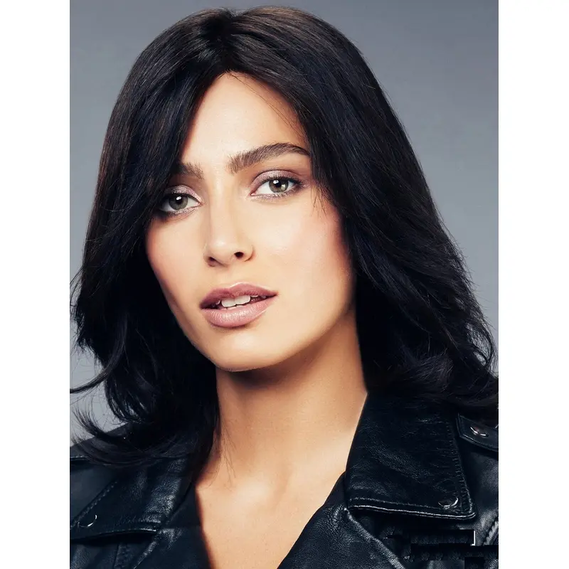Wig For Women With Bangs Shoulder Length Remy Human Hair Black Wigs