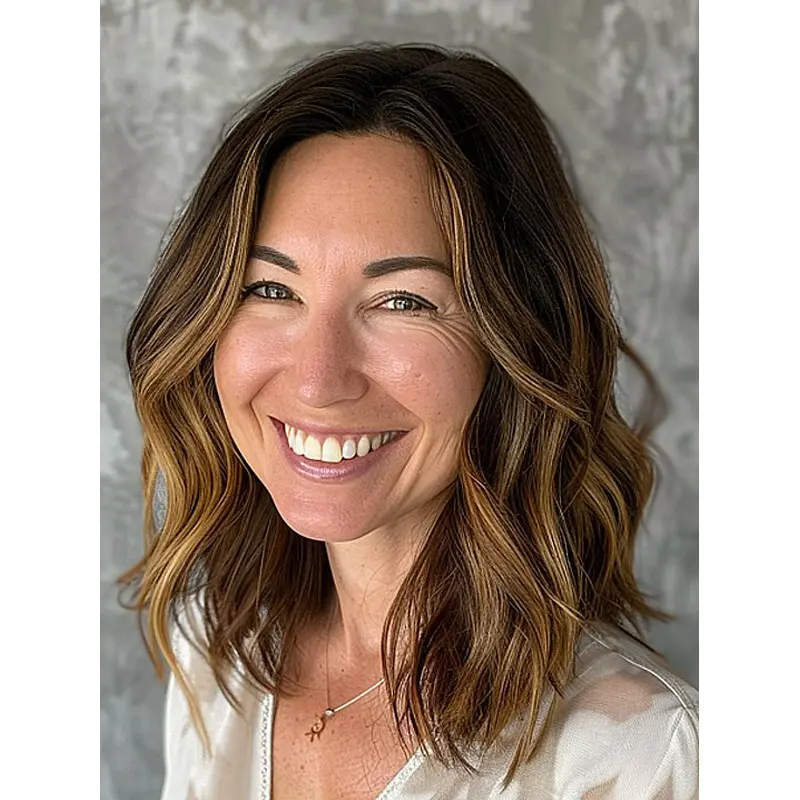 Wig Lace Without Bangs 14" Shoulder Length Ombre/2 Tone Wavy Synthetic Wigs