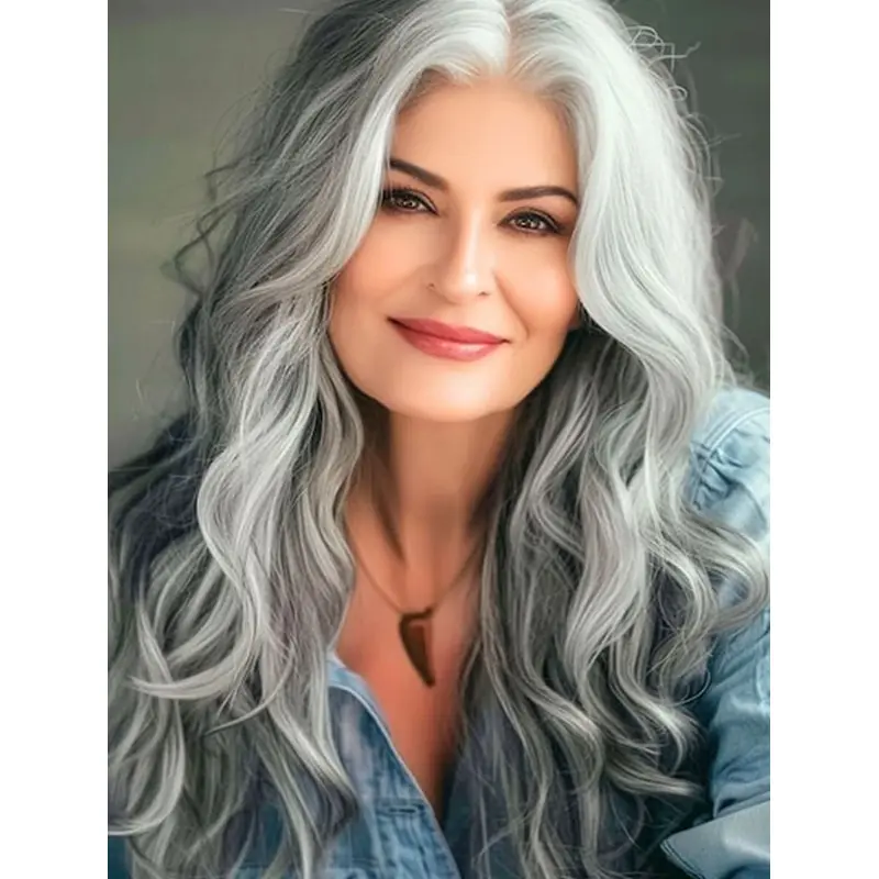 18" Long Grey Layered Lace Wig Trend